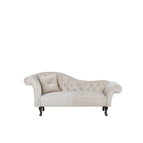 Chaise Longue Côté Gauche En Velours Beige Lattes
