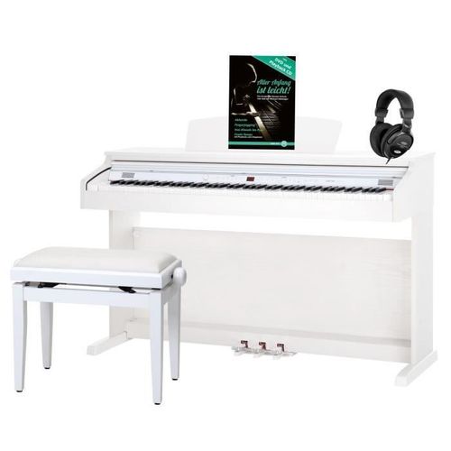 Classic Cantabile Dp-50 Wm E-Piano Blanc Mat Set Avec Banc Et Casque