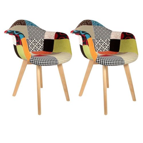 Paris Prix - Lot De 2 Fauteuils "Patchwork" 85cm Multicolore