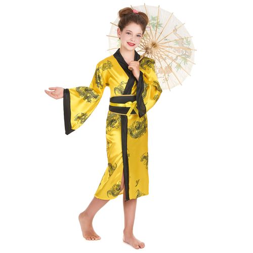 Déguisement Chinoise Jaune Fille - Taille: S 4-6 Ans (110-120 Cm)
