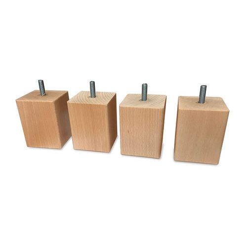 Jeu De 4 Pieds Bois Cubique Clair H 8 Cm