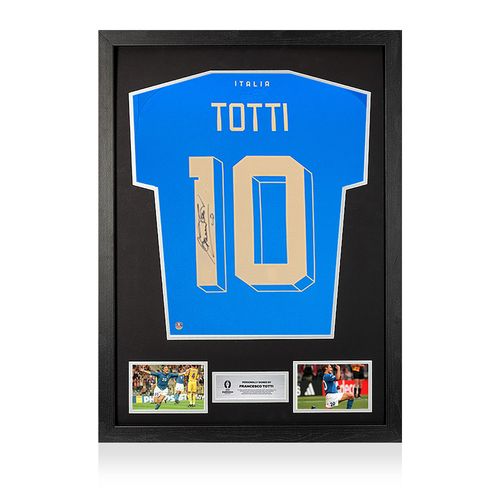 Maillot Domicile Italien Moderne Signé Et Encadré Au Dos Officiel De L'uefa 2024 Francesco Totti Avec Numéros De Style De Fan