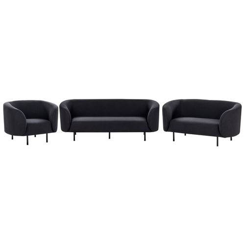 Ensemble De Canapés 6 Places En Tissu Noir Loen