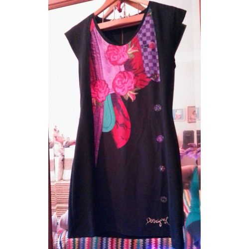 Robe Noire Motifs Colorés 42 Xl Desigual.
