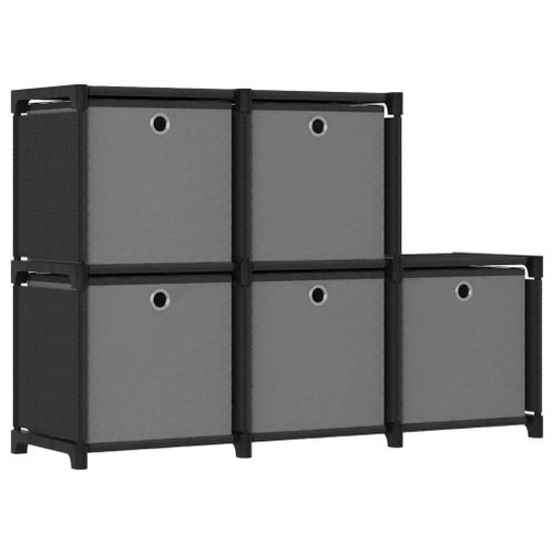 Vidaxl Étagère D'affichage 5 Cubes Et Boîtes Noir 103x30x72,5 Cm Tissu