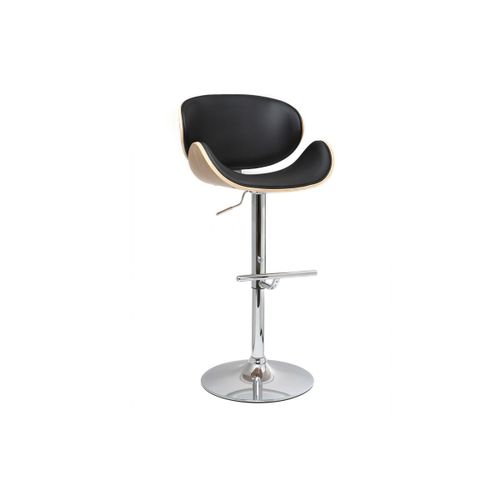Tabouret De Bar Design Noir Et Bois Clair Walnut