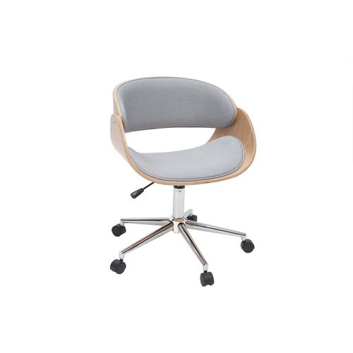 Chaise De Bureau À Roulettes Tissu Gris Et Bois Clair Bent