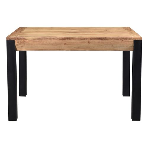 Table À Manger Extensible En Acacia Massif Et Métal Noir L120-210 Cm Trap