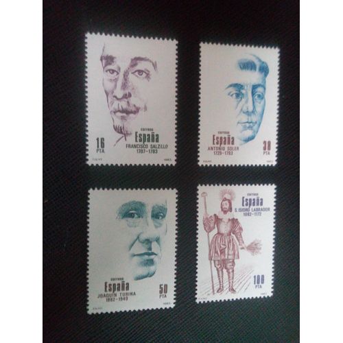 Timbre Espagne Yt 2322 A 2325 Séries: Des Personnes Célèbres 1983 ( 030105 )