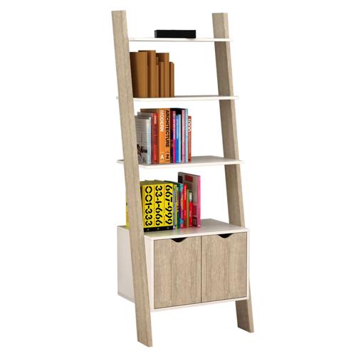 Sobuy® Frg110-Wn Bibliothèque Étagère De Rangement 4 Étagères Avec 1 Armoire Modern ¿ L65xp40xh179cm