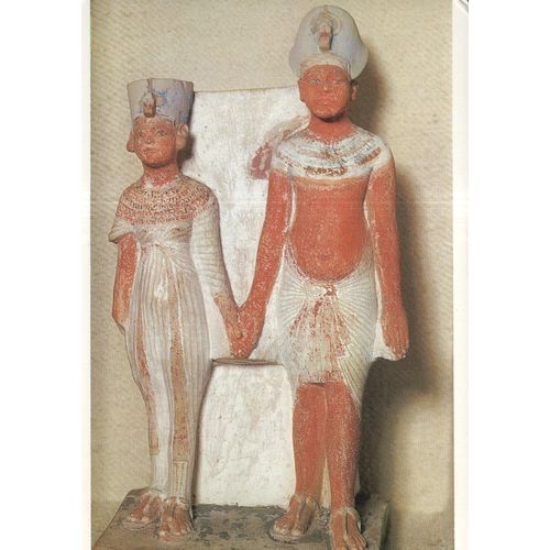 Carte Postale Du Musée Du Louvre, Paris - Département Des Antiquités Égyptiennes - Le Roi Akhenaton Et La Reine Nefertiti, Calcaire Peint