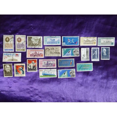 Timbres Pologne - 22 Timbres De 1957 À 1978. Histoire, Cosmonautes, Trains...