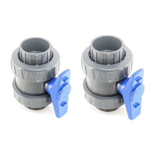 Lot de 2 vannes PVC pour piscine diametre 50 mm