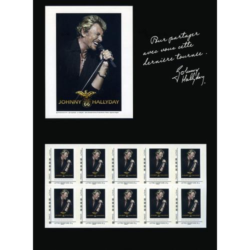 Planche Timbre Collector Johnny Hallyday - Tournée "Tour 66"