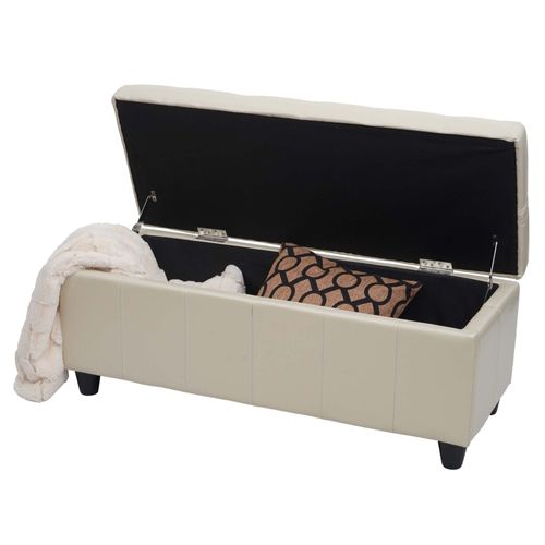 Banc/Banquette/Coffre De Rangement Kriens, 114x45x45cm, Similicuir   Crème