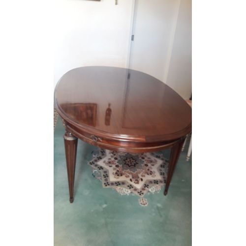 Table Ovale Style Louis Xvi En Acajou Massif + Deux Rallonges