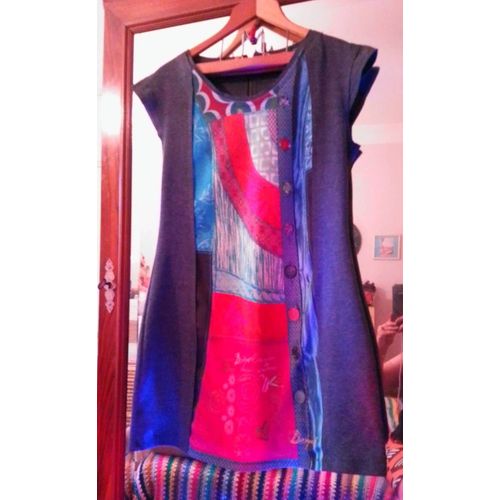 Robe Grise Motifs Colorés 42 Xl Desigual.