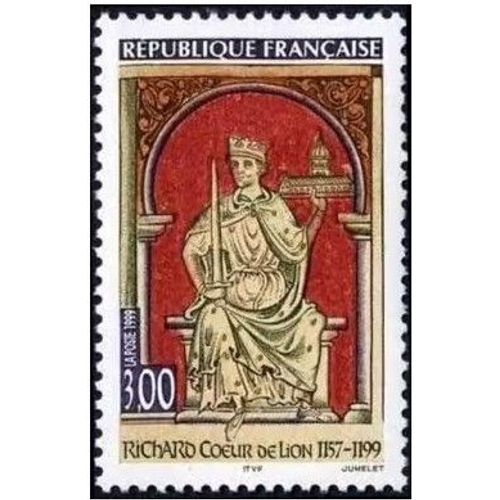 France 1999, Très Beau Timbre Neuf** Luxe Yvert 3238, 800ème Anniversaire De La Mort Du Roi D' Angleterre Richard 1er Coeur De Lion. -