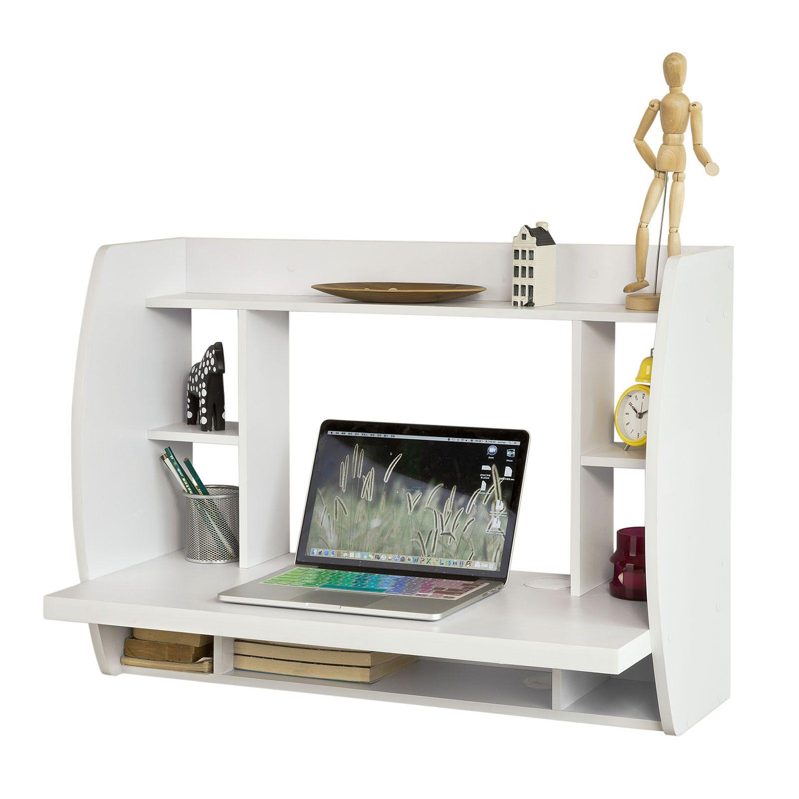 SOBUY FWT18-W Bureau avec Étagère intégrée - Blanc - Cdiscount Maison