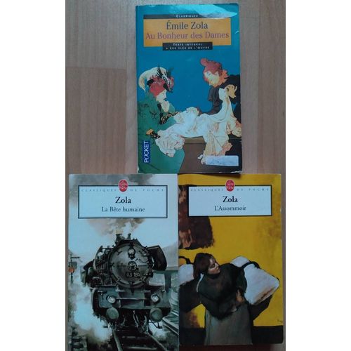 Lot 3 Livres Emile Zola La Bête Humaine L'assomoir Au Bohneur Des Dames Pocket