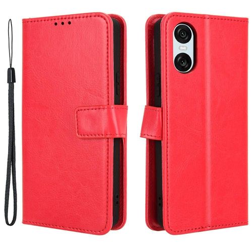 Housse Pour Sony Xperia 10 Vi - Etui Coque Pochette Portefeuille + Film Ecran - Rouge