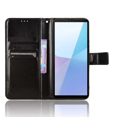 Housse Pour Sony Xperia 10 Vi - Etui Coque Pochette Portefeuille + Verre Trempe - Noir