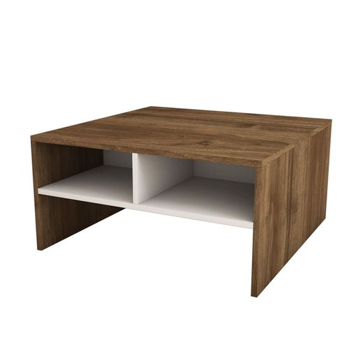 Table Basse Otello 80 Cm - Blanc Et Marron Noix