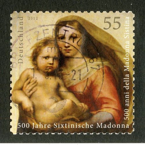 Timbre Oblitéré Deutschland, 500 Jahre Sixtinische Madonna, 2012, 55
