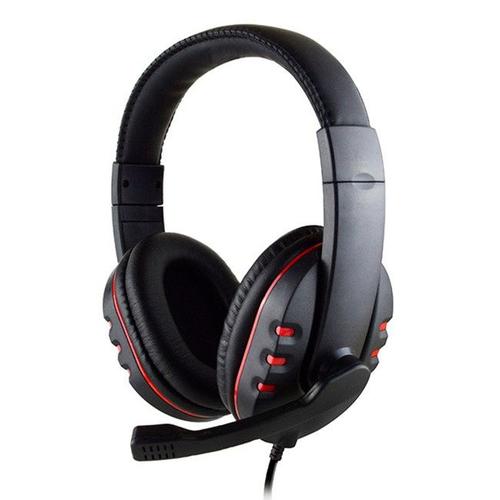 Casque micro HEDEN filaire connecteur USB, telecommande intégr micro pivotant, arceau noir- rougeu réglable