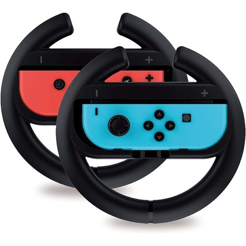 Lot De 2 Manettes De Volant Compatibles Nintendo Switch (Noires), Accessoires De Jeu De Course, Poignées De Manette Joy Con Pour Mario Race
