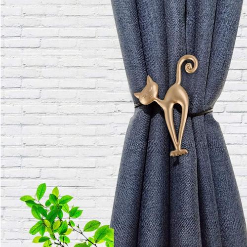 (Or)2pcs Embrasse À Rideaux Magnétique Attache Rideau Aimanté Boucle De Rideau Magnifique Clip Rideau En Motif De Chat Accessoires Pour Rideaux Pour Maison Salon Chambre Bureau