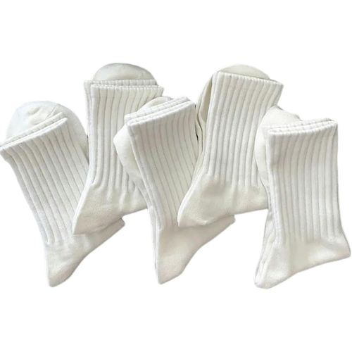 5 Pcs Femmes Et Hommes Solid Color Sport Chaussettes Courtes Hommes Blanc Chaud Chaussettes Automne Hiver Set