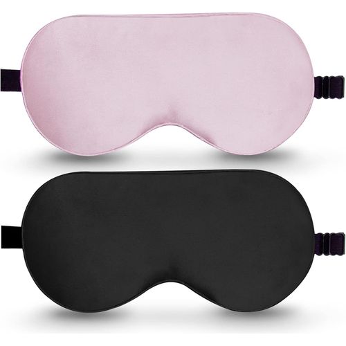 2 Masques De Sommeil, Pour Les Yeux, En Soie Pure Naturelle Avec Sangle Réglable, Bloque La Lumière, Réduit Les Yeux Gonflés