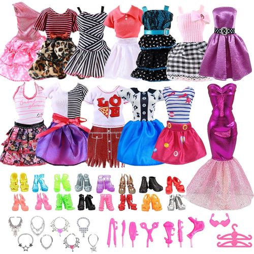 49 Pièces De Vêtements Barbie, 11 Pièces De Vêtements + 20 Pièces De Chaussures + 18 Accessoires Aléatoires, Robe D'accessoires De Bijoux De Poupée De 11,5 Pouces?La Couleur Et Le Style Du Produit Son
