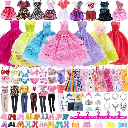 Ensemble De Vêtements Barbie 68 Pièces, Robe De Soirée + Robe + Haut + Pantalon + Bikini + Chaussures, Mini Robe Tendance Pour Poupée De 11,6 Pouces
