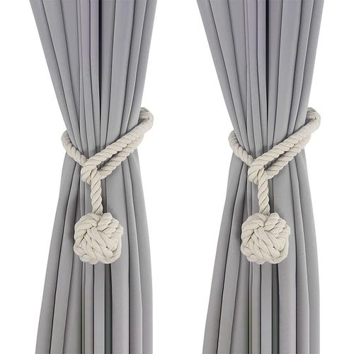 (Beige)Embrasse Pour Rideaux Beige, 2 Pièces Embrasses De Rideaux, Embrasses Rideau Tricotées À La Main, Embrasse De Corde De Rideau, Rideaux Boucle Décoration Pour La Chambre Et Du Bureau