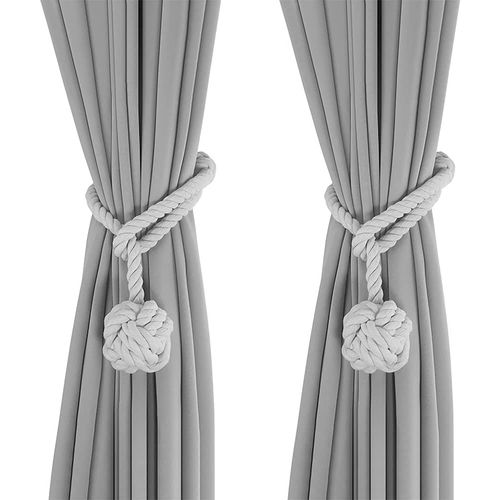 (Gris)Embrasse Pour Rideaux Beige, 2 Pièces Embrasses De Rideaux, Embrasses Rideau Tricotées À La Main, Embrasse De Corde De Rideau, Rideaux Boucle Décoration Pour La Chambre Et Du Bureau