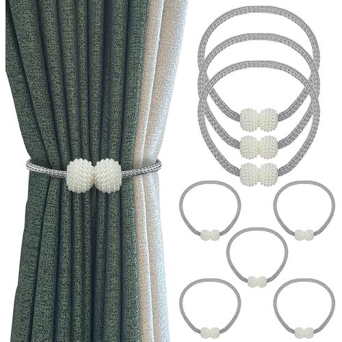 (Gray) 8 Pièces Embrasses De Rideau, Embrases Pour Voilages Avec Perle, Moderne Attache De Rideau Boucles, Décoration De Bureau,Domicile,Hôtel