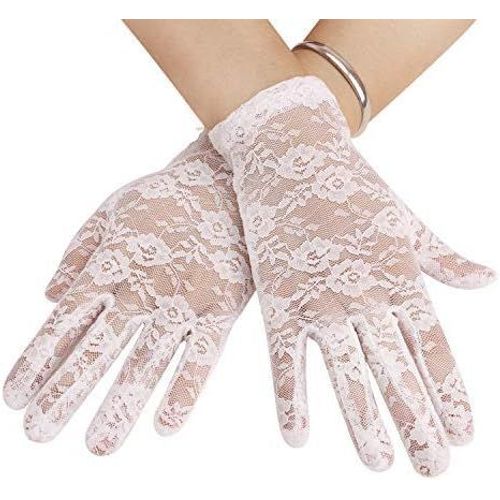 Femme Gants En Dentelle Plein Et Demi Doigts Gants Élégant De Mariage Soirée Cérémonie Cocktail Mitaine Sans Doigts Florale Gants Courts De Conduite Protection Solaire Antidérapant