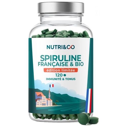 Spiruline Bio 100% Francaise Cultivée En Provence - Jusqu?À 25% De Phycocyanine - 120 Comprimés De 500 Mg - Nutri&co 
