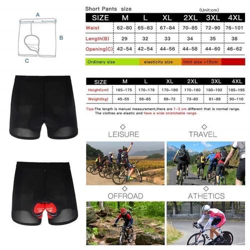 GEVJON sous-vêtements de Cyclisme pour Homme 3D rembourré pour VTT Short de vélo Respirant pour Homme 