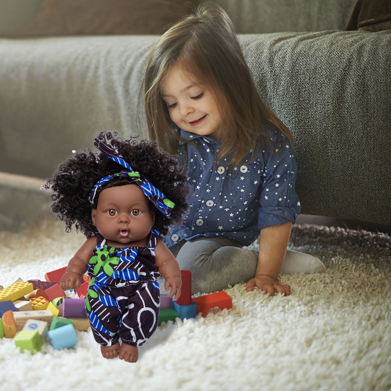 Bebe Noir Africain Noir Mignon Boucle Noir Jouet De Bebe En Vinyle De 8 Pouces Jouet8192 Rakuten