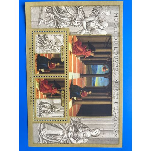 Bloc Feuillet 90, 2 Timbres, Musée Du Louvre, Musée Du Vatican, Raphaël, Année 2005, Gomme Intacte