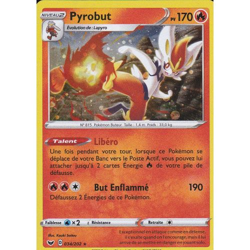 Carte Pokemon - Pyrobut - 034/202 - Holo-Rare - Epée Et Bouclier - Duo Pack