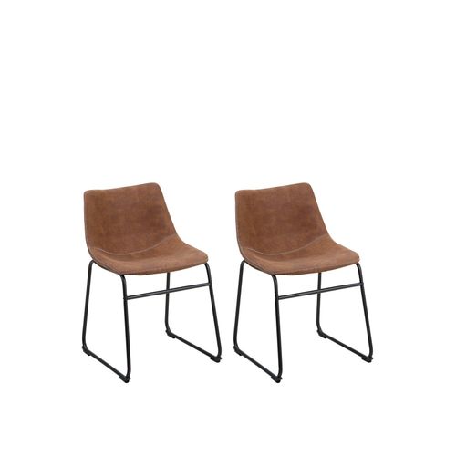 Chaise De Salle À Manger Set De 2 Tissu Marron Doré Batavia