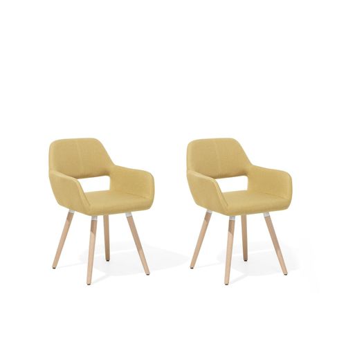 Chaise De Salle À Manger Set De 2 Tissu Jaune Chicago