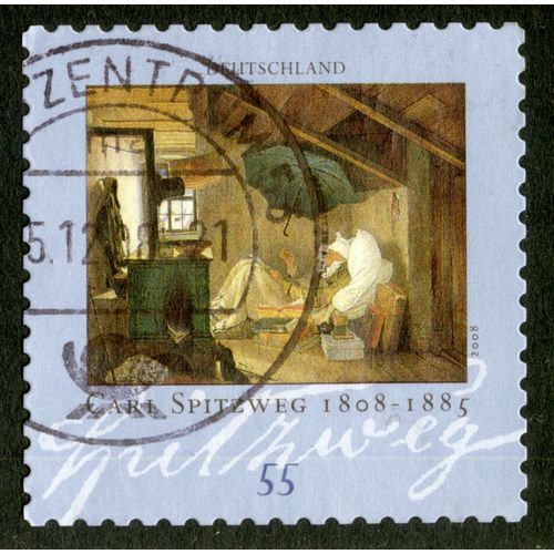 Timbre Oblitéré Deutschland, Carl Spitzweg 1808 - 1885, 2008, 55