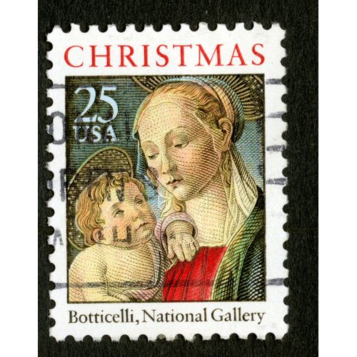 Timbre Oblitéré Usa 25, Christmas, Botticelli, National Gallery