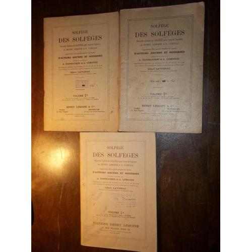 Lot De 3 Livres De: Solfège Des Solfèges. Nouvelle Édition Du Solfège Pour Voix De Soprano De Henry Lemoine Et G. Carulli. Vol. 1a, 2a Et 3a