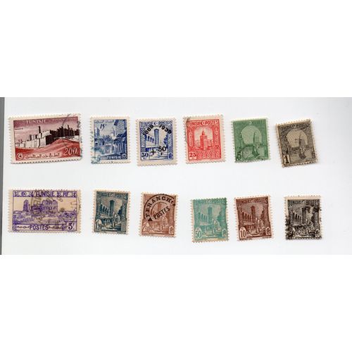 Tunisie- Lot De 12 Timbres Oblitérés- Sites Divers